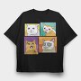 Meme Cats, Tricou Oversize Barbati (Unisex)