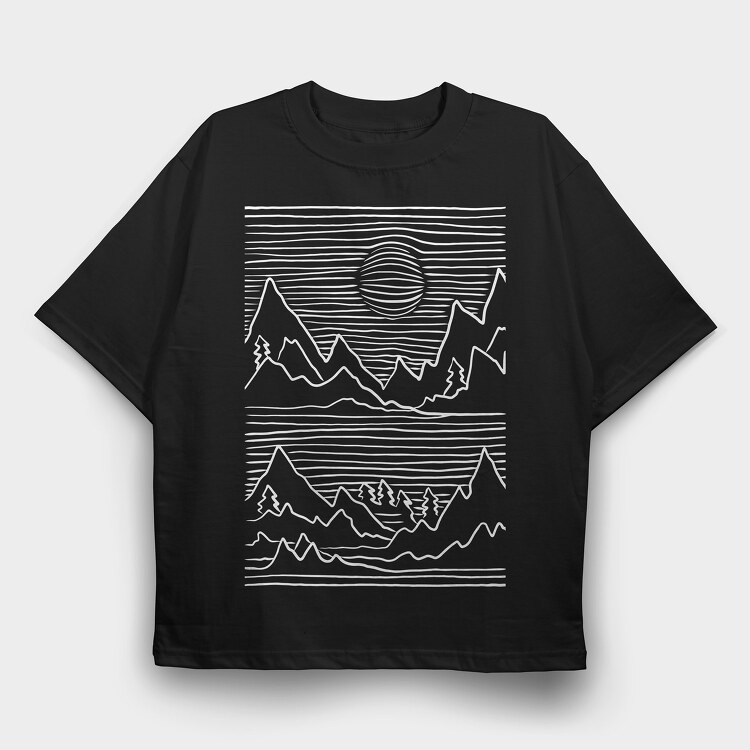 Mountains 3d, Tricou Oversize Barbati (Unisex)