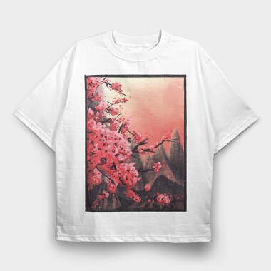 Cherry Blossom Painting, Tricou Oversize Barbati (Unisex)