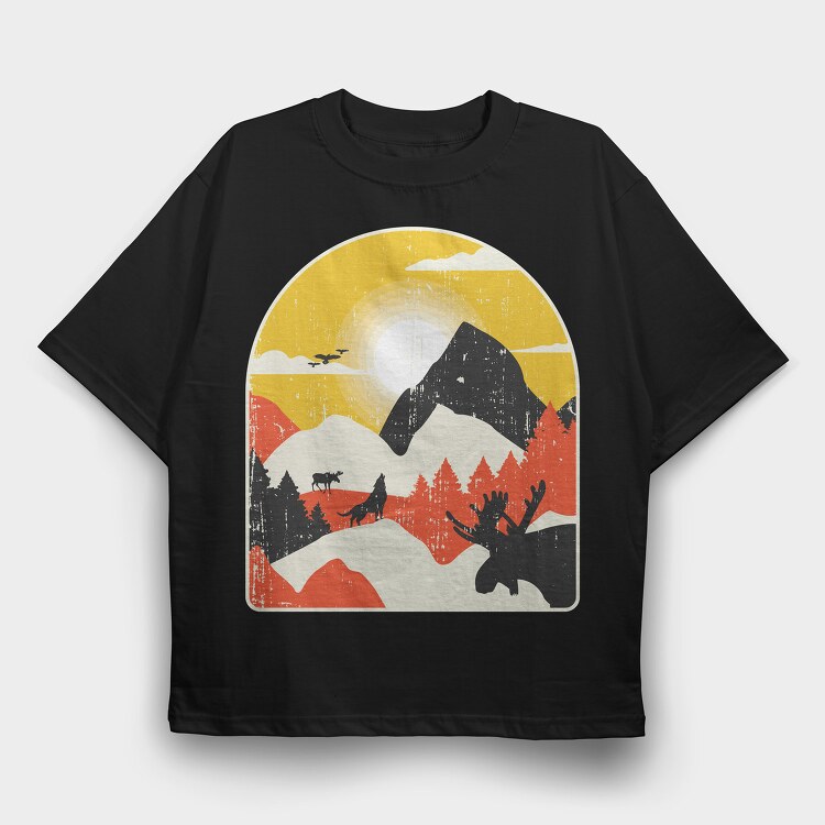 Mountains Wolf Moose, Tricou Oversize Barbati (Unisex)