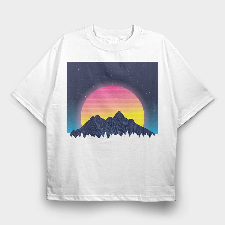 Neon Landscape, Tricou Oversize Barbati (Unisex)
