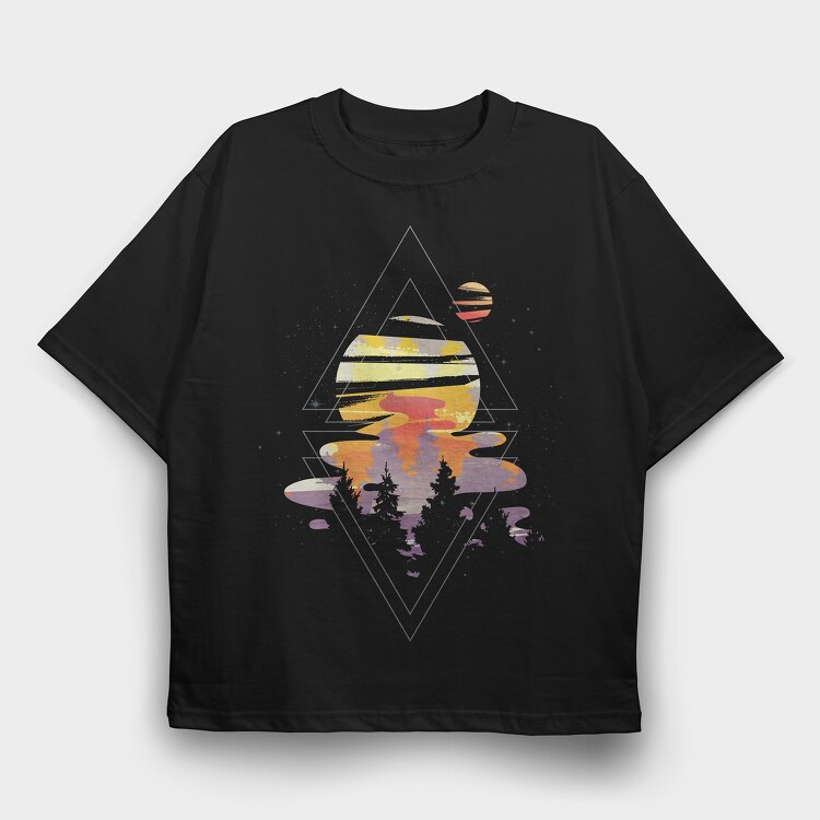 Galaxy Watercolor, Tricou Oversize Barbati (Unisex)