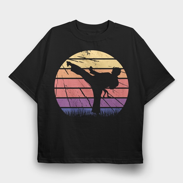 Martial Arts Retro Sunset, Tricou Oversize Barbati (Unisex)