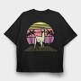 Retro Llama, Tricou Oversize Barbati (Unisex)