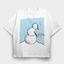 Snowman Peeing, Tricou Oversize Barbati (Unisex)