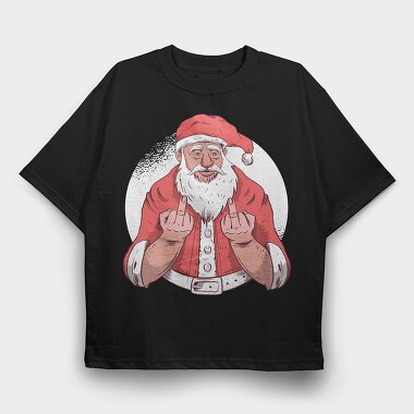Santa Middle Finger, Tricou Oversize Barbati (Unisex)