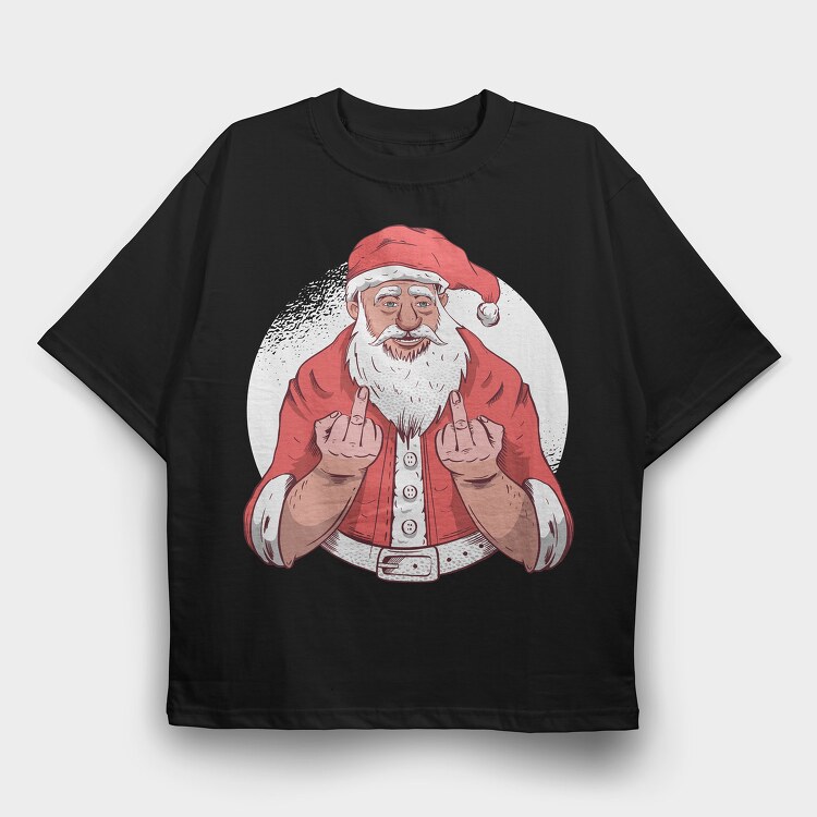 Santa Middle Finger, Tricou Oversize Barbati (Unisex)