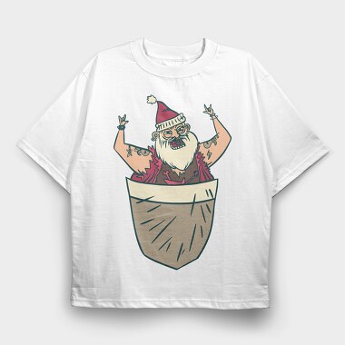 Santa Pocket, Tricou Oversize Barbati (Unisex)