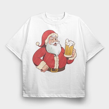Santa Beer, Tricou Oversize Barbati (Unisex)