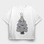 Christmas Tree Retro, Tricou Oversize Barbati (Unisex)