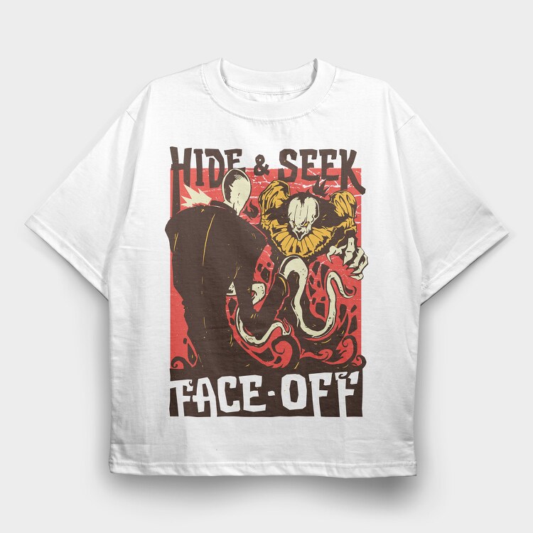 Horror Face off, Tricou Oversize Barbati (Unisex)