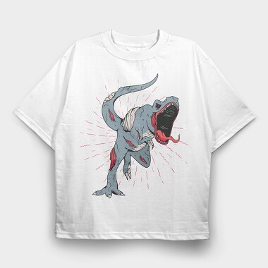 Zombie Trex, Tricou Oversize Barbati (Unisex)