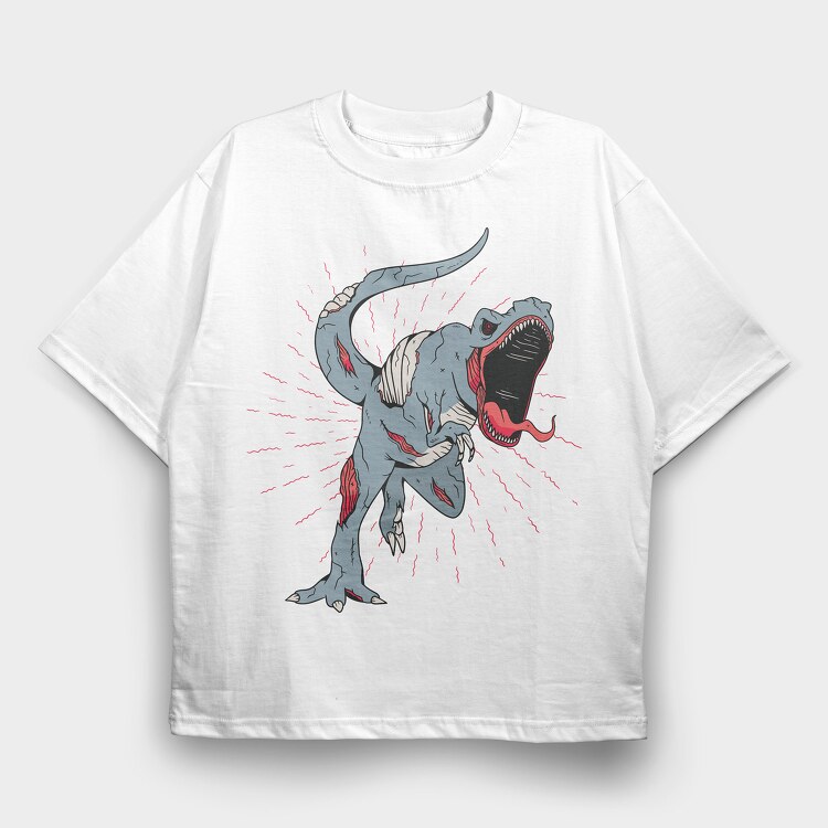 Zombie Trex, Tricou Oversize Barbati (Unisex)