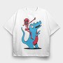 Skeleton Dab Ridinf Trex, Tricou Oversize Barbati (Unisex)