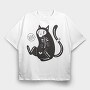 Skeleton Cat, Tricou Oversize Barbati (Unisex)