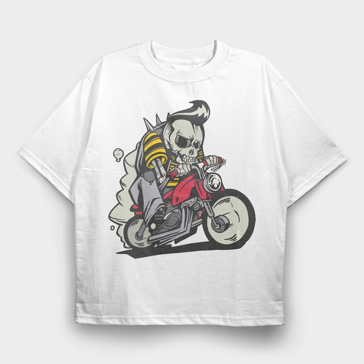 Skull Bike, Tricou Oversize Barbati (Unisex)
