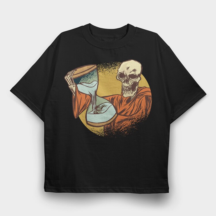 Death With Hourglass, Tricou Oversize Barbati (Unisex)