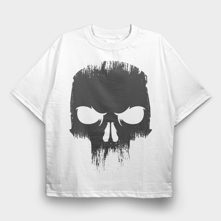 Angry Skull Black, Tricou Oversize Barbati (Unisex)