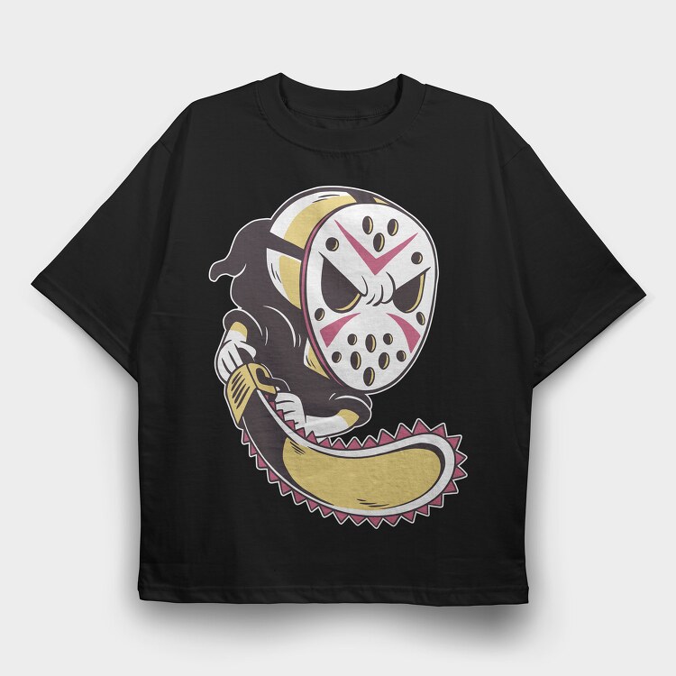 Grim Reaper Hockey Mask, Tricou Oversize Barbati (Unisex)
