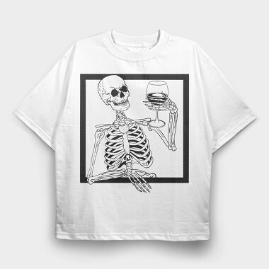 Skeleton Wine, Tricou Oversize Barbati (Unisex)