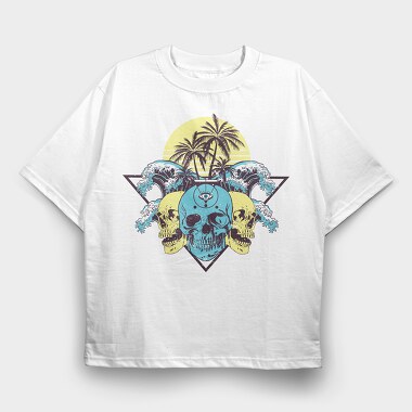 Skulls Palms Triangle, Tricou Oversize Barbati (Unisex)