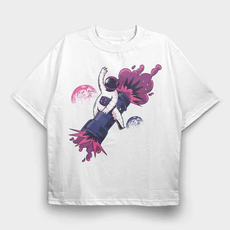 Astronaut On Bazooka, Tricou Oversize Barbati (Unisex)