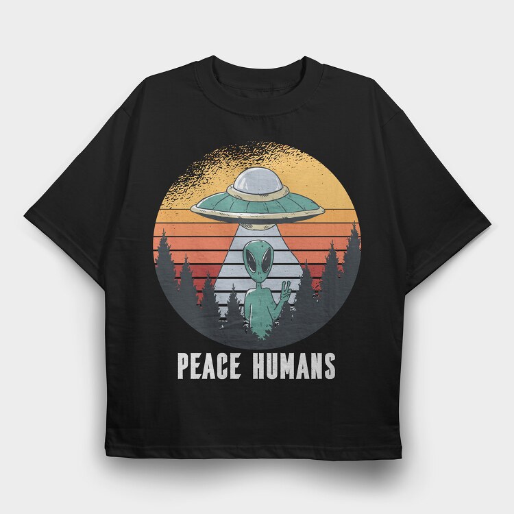 Peace Humans, Tricou Oversize Barbati (Unisex)