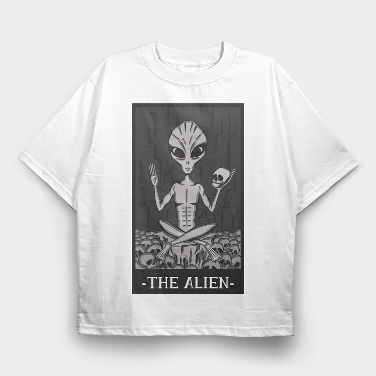 The Alien Tarot Card, Tricou Oversize Barbati (Unisex)