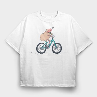 Bicicycle Sheep, Tricou Oversize Barbati (Unisex)
