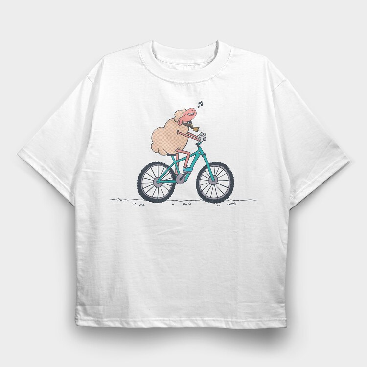 Bicicycle Sheep, Tricou Oversize Barbati (Unisex)