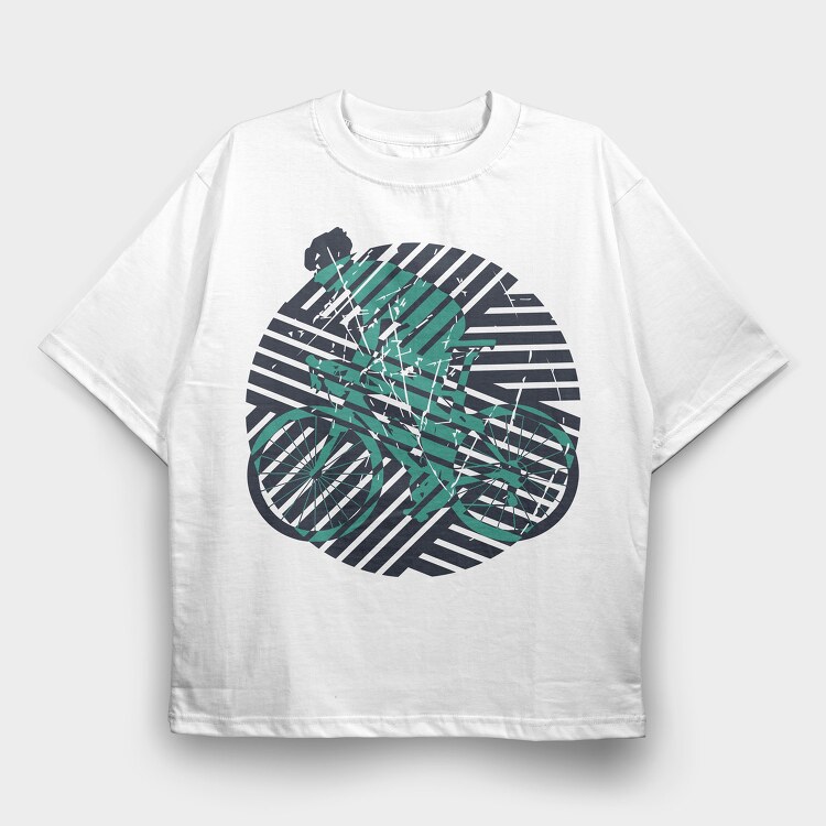 Geometric Bicycle, Tricou Oversize Barbati (Unisex)