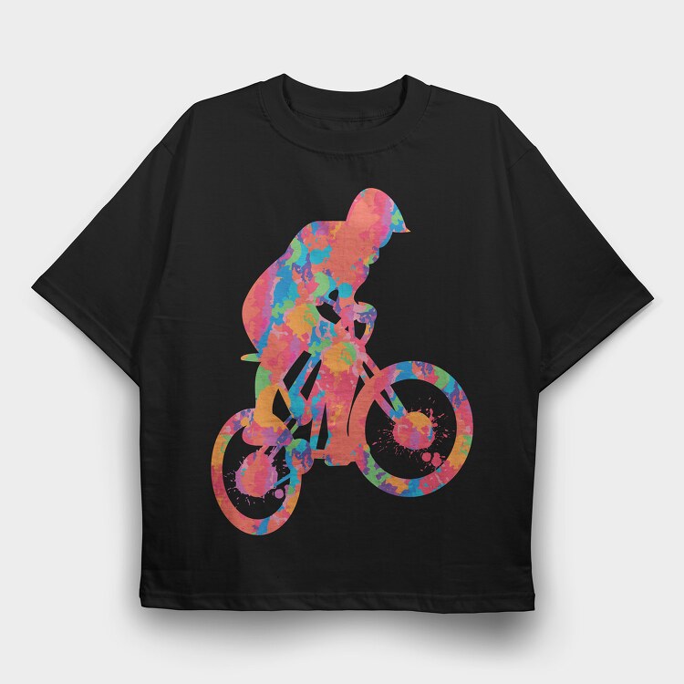 Colorful Cyclist, Tricou Oversize Barbati (Unisex)