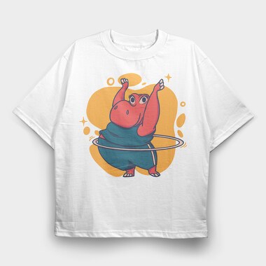 Hippo Hula Hoop, Tricou Oversize Barbati (Unisex)