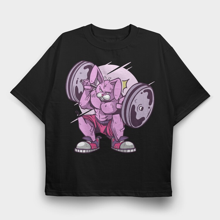 Muscle Rabbit, Tricou Oversize Barbati (Unisex)