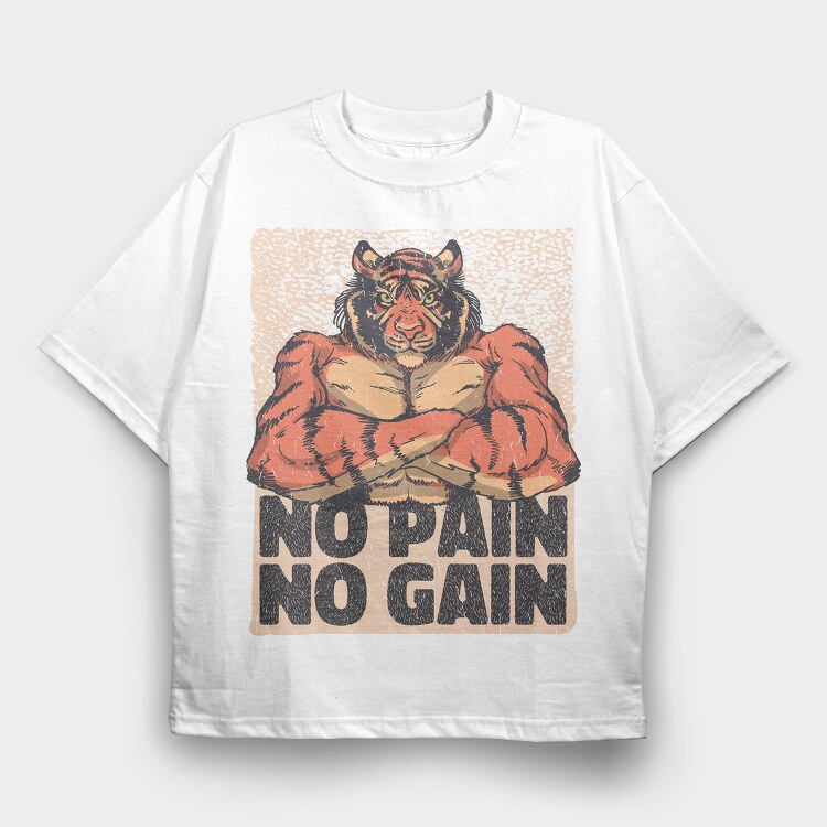 Muscular Tiger, Tricou Oversize Barbati (Unisex)