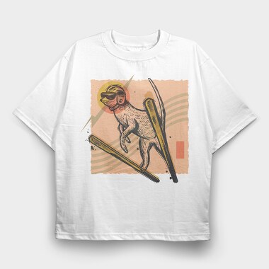 Meerkat Ski Jumping, Tricou Oversize Barbati (Unisex)