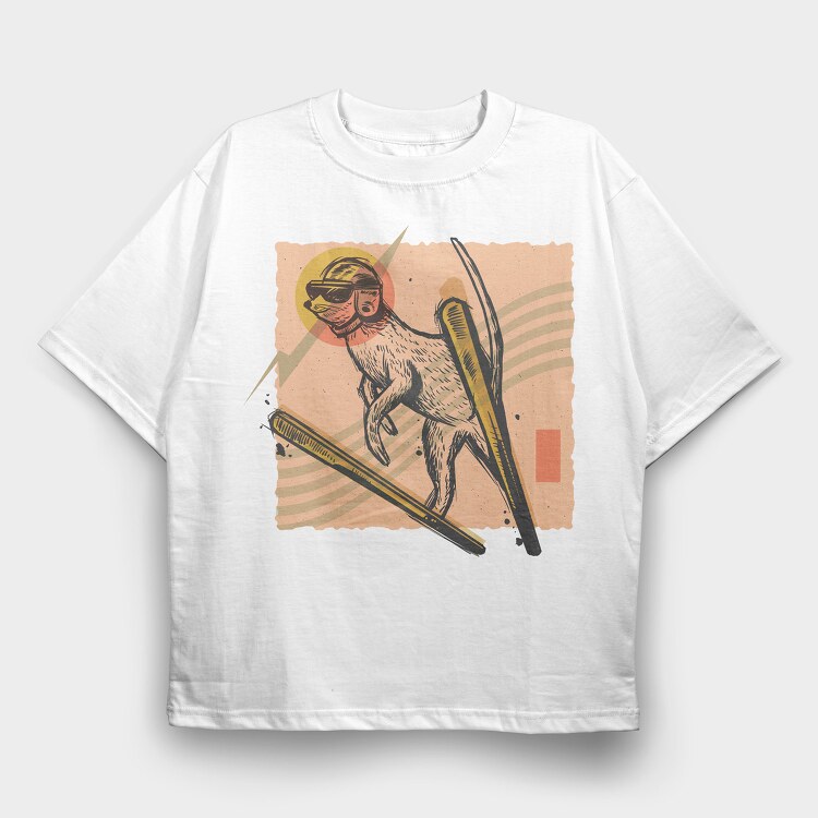 Meerkat Ski Jumping, Tricou Oversize Barbati (Unisex)