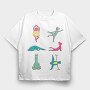 Animals Doing Yoga, Tricou Oversize Barbati (Unisex)