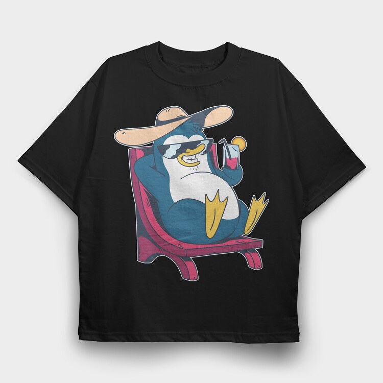 Cool Pinguin, Tricou Oversize Barbati (Unisex)