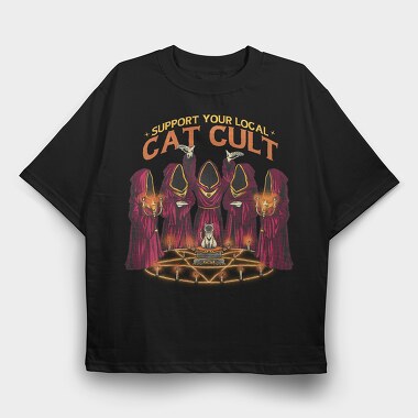 Cat Cult, Tricou Oversize Barbati (Unisex)