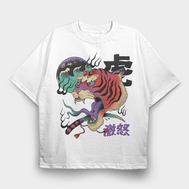 Psychedelic Japanese 03, Tricou Oversize Barbati (Unisex)