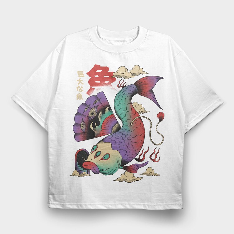 Psychedelic Japanese 04, Tricou Oversize Barbati (Unisex)