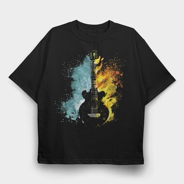 Guitar Firewater, Tricou Oversize Barbati (Unisex)