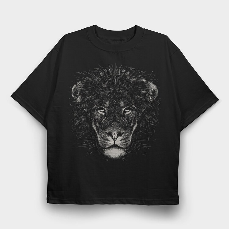 Monochrome Lion, Tricou Oversize Barbati (Unisex)