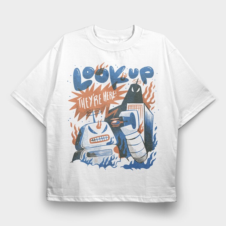 Robot Invasion 06, Tricou Oversize Barbati (Unisex)