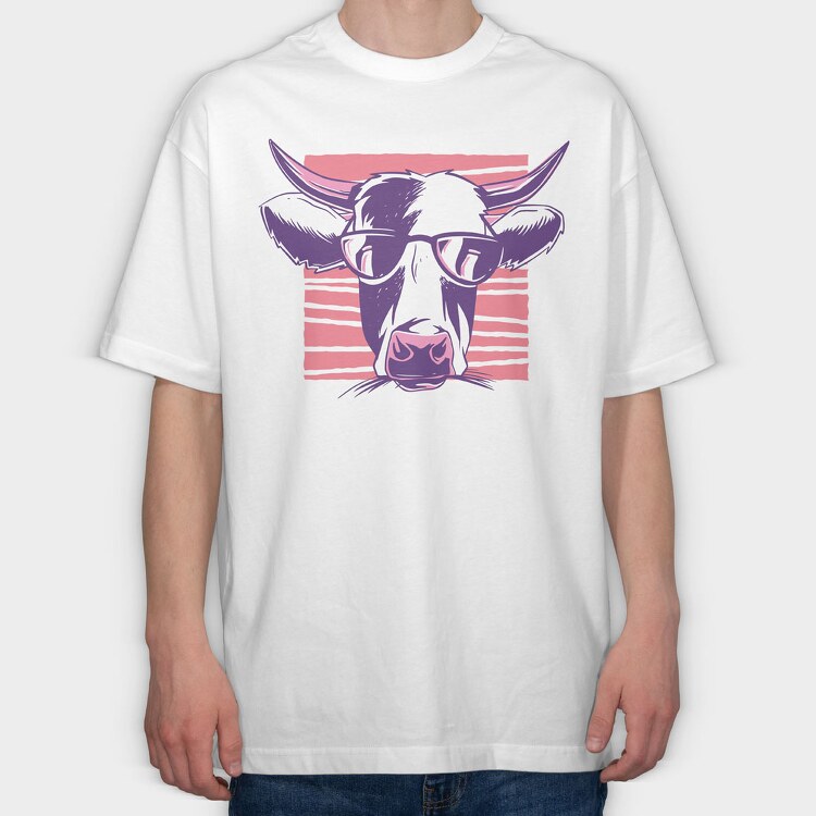 Cow Galasses, Tricou Oversize Barbati (Unisex)