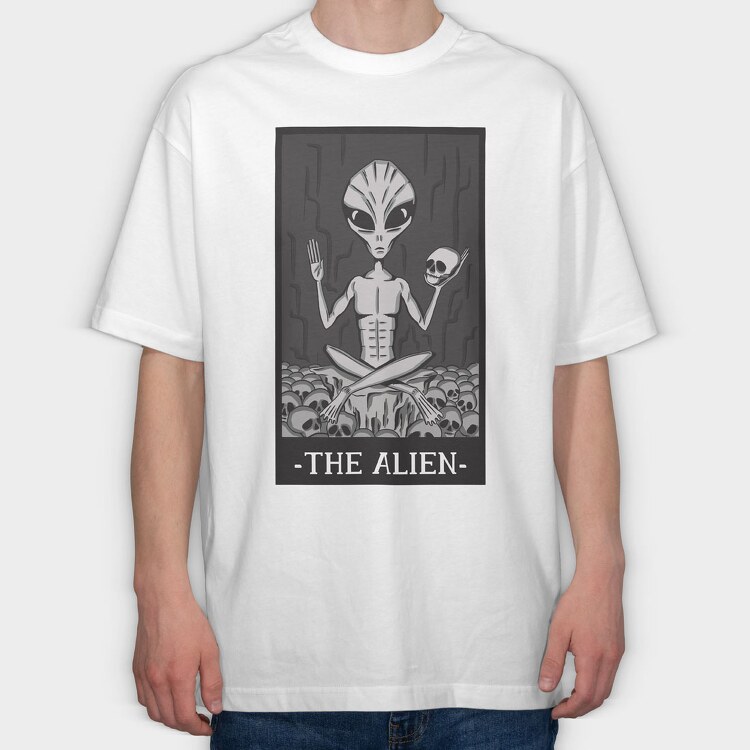 The Alien Tarot Card, Tricou Oversize Barbati (Unisex)