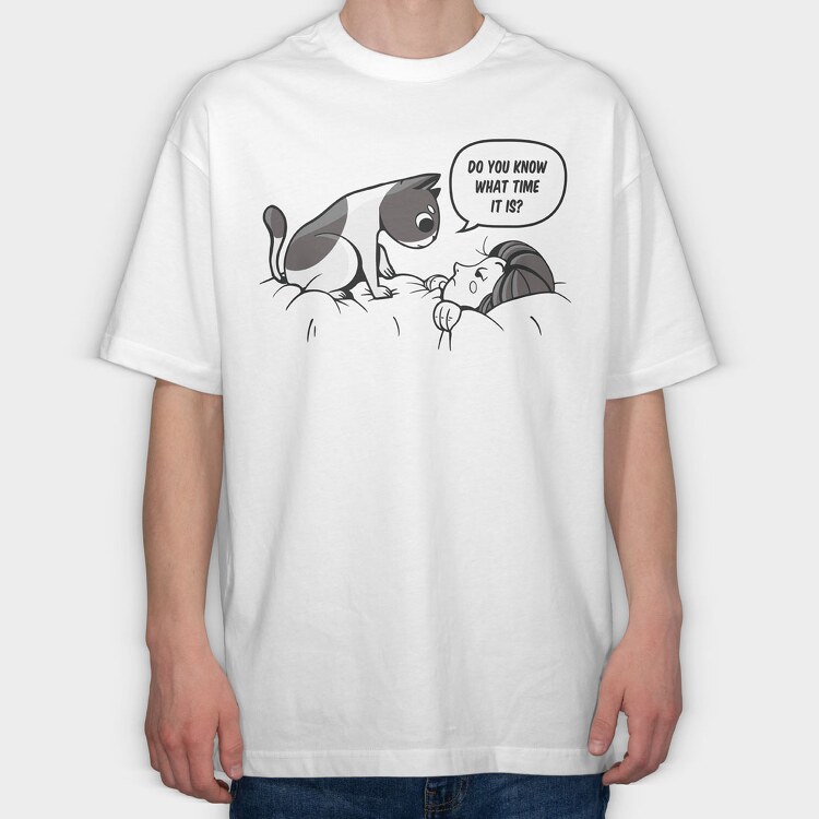 Cat Waking Up Girl, Tricou Oversize Barbati (Unisex)