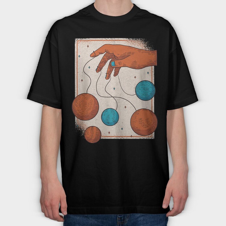 Hand Planets, Tricou Oversize Barbati (Unisex)