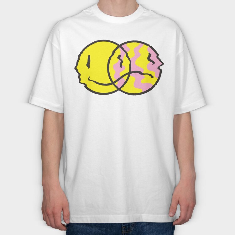 Happy Sad Emoji, Tricou Oversize Barbati (Unisex)